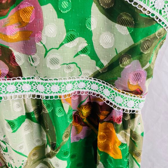 Adelyn Rae‎ Lian Jacquard Printed Midi Dress XL Green Floral Tropical Boho - Picture 8 of 12